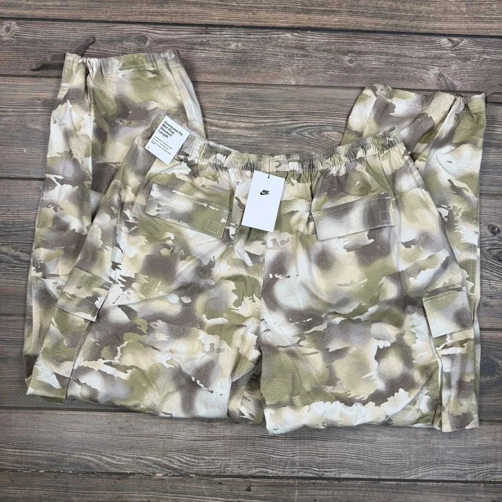 Nike Women Size XL Dance Cargo Pants Brown Camo Oversized Ripstop HM9015-104 NEW